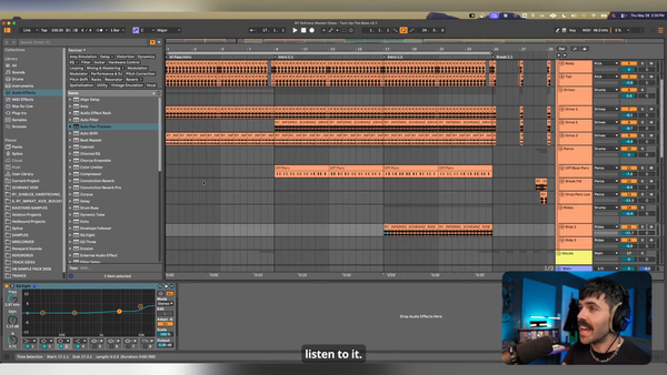 Turn the core drum loop into changing sections in the source course project.