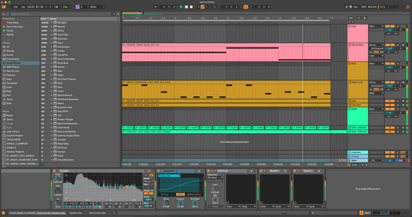 DAW arrangement organized by frequency groups