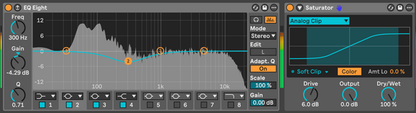 EQ Eight followed by Saturator in the device chain