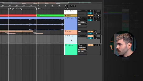Build the rolling bass sound and pattern together in Ableton Live.